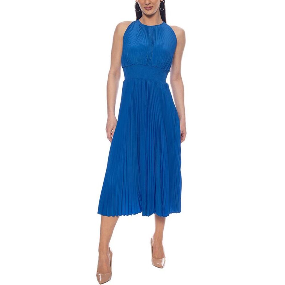 Oleg Cassini Womens Smocked Midi Dress